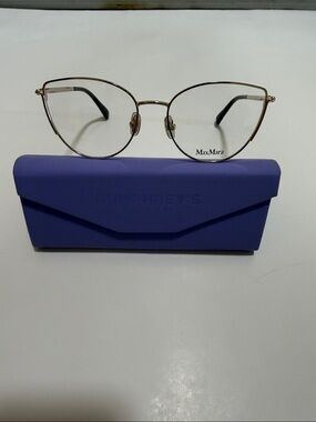 NWOT MaxMara Women's Gold Metal Cat-Eye Glasses Style MM5002 Eyesize 54
